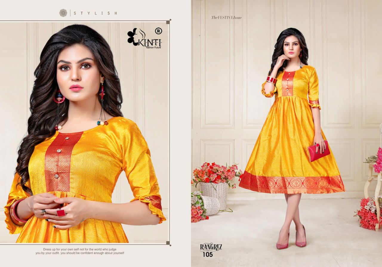 Kinti Rangrez Aura Fancy Flair Block Silk Festive Wear  Anarkali Printed Kurtis Collection 